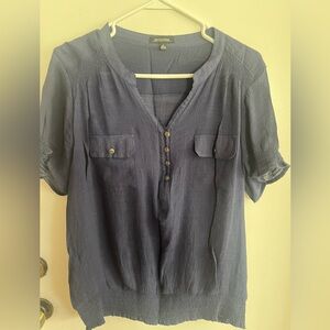 Notations Deep Blue Textured Top